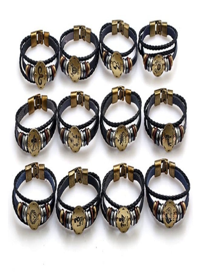 vmcoatdu 12 Zodiac Constellations Leo Retro Alloy Leather Bracelet for Constellation Braided Rope Bracelet Bangle (Leo, Wrist circumference 8.8inch/22.5cm) - Image 4
